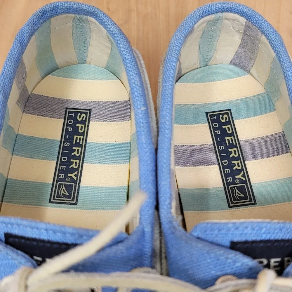 Sperry Top-Sider Womens Size 5.5 M Boat Shoes Blue Canvas